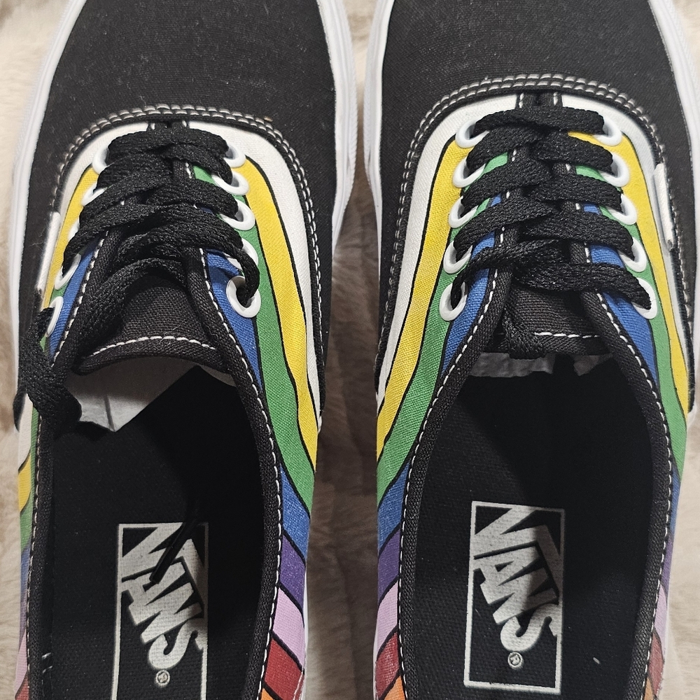 🌈 Vans Era Rainbow Stripe Pride Shoes Black Women’s 9 Men’s 7.5 - Picture 2 of 6
